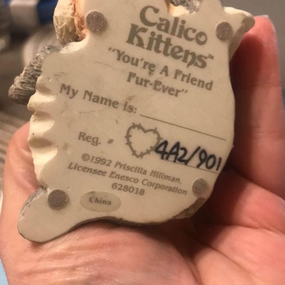 Calico kittens “You’re a Friend Fur-Ever” vintage 1992 Enesco Corporation - Picture 4 of 4